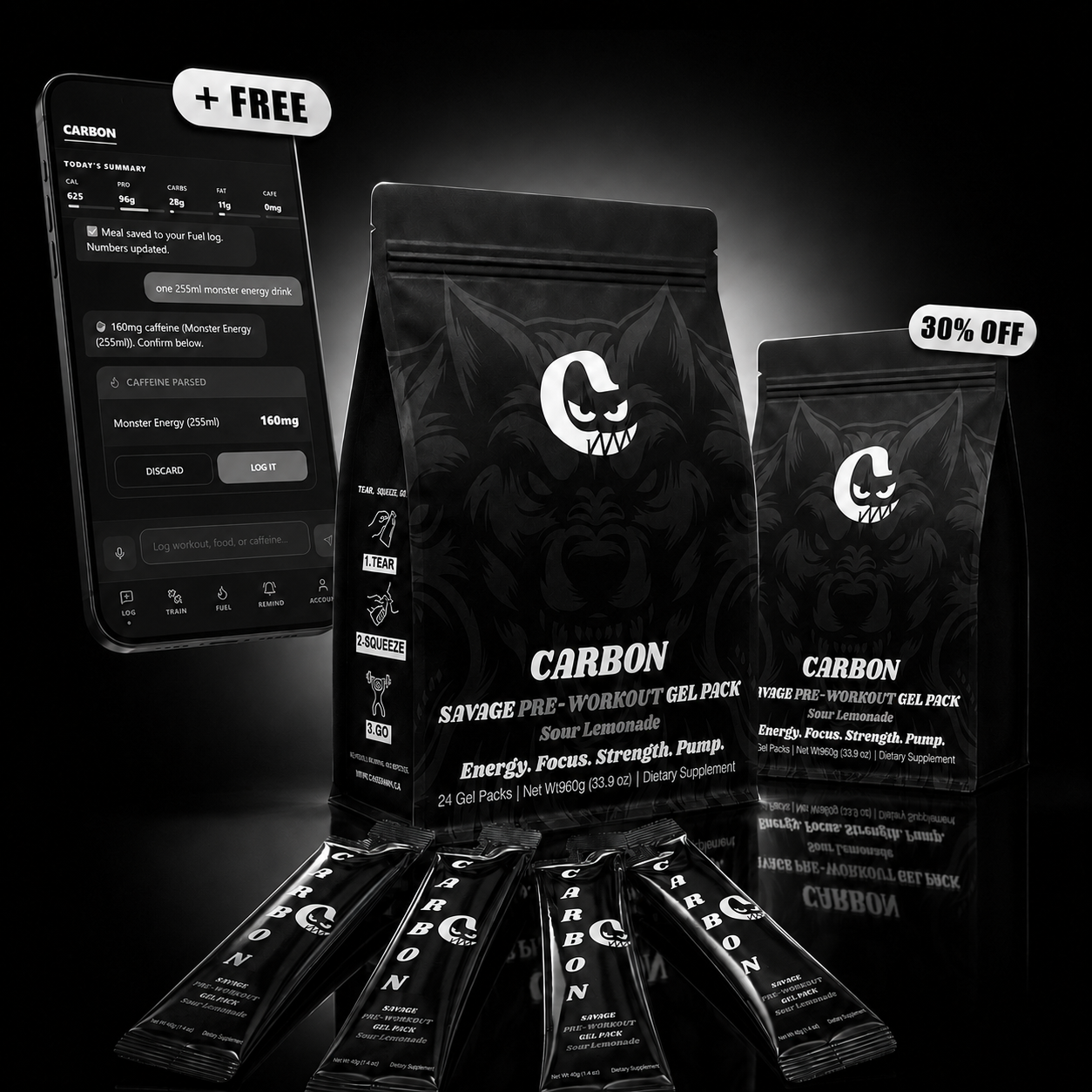 CARBON SAVAGE • Pre-Workout • Gels