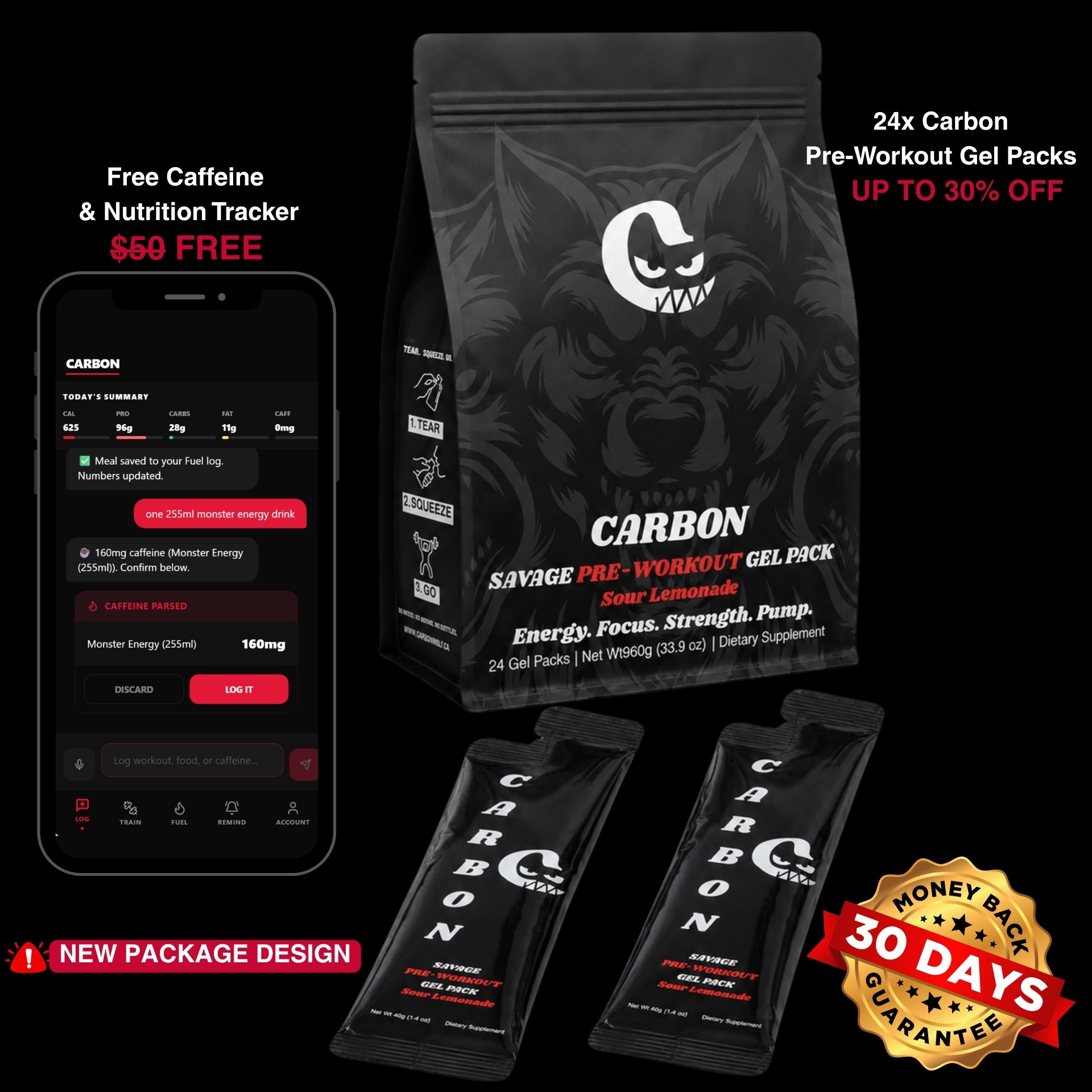 CARBON SAVAGE • Pre-Workout • Gel-Pack