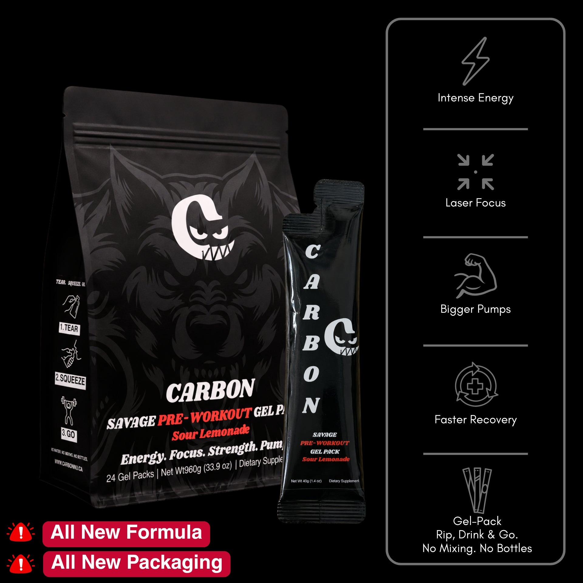 CARBON SAVAGE • Pre-Workout • Gel-Pack