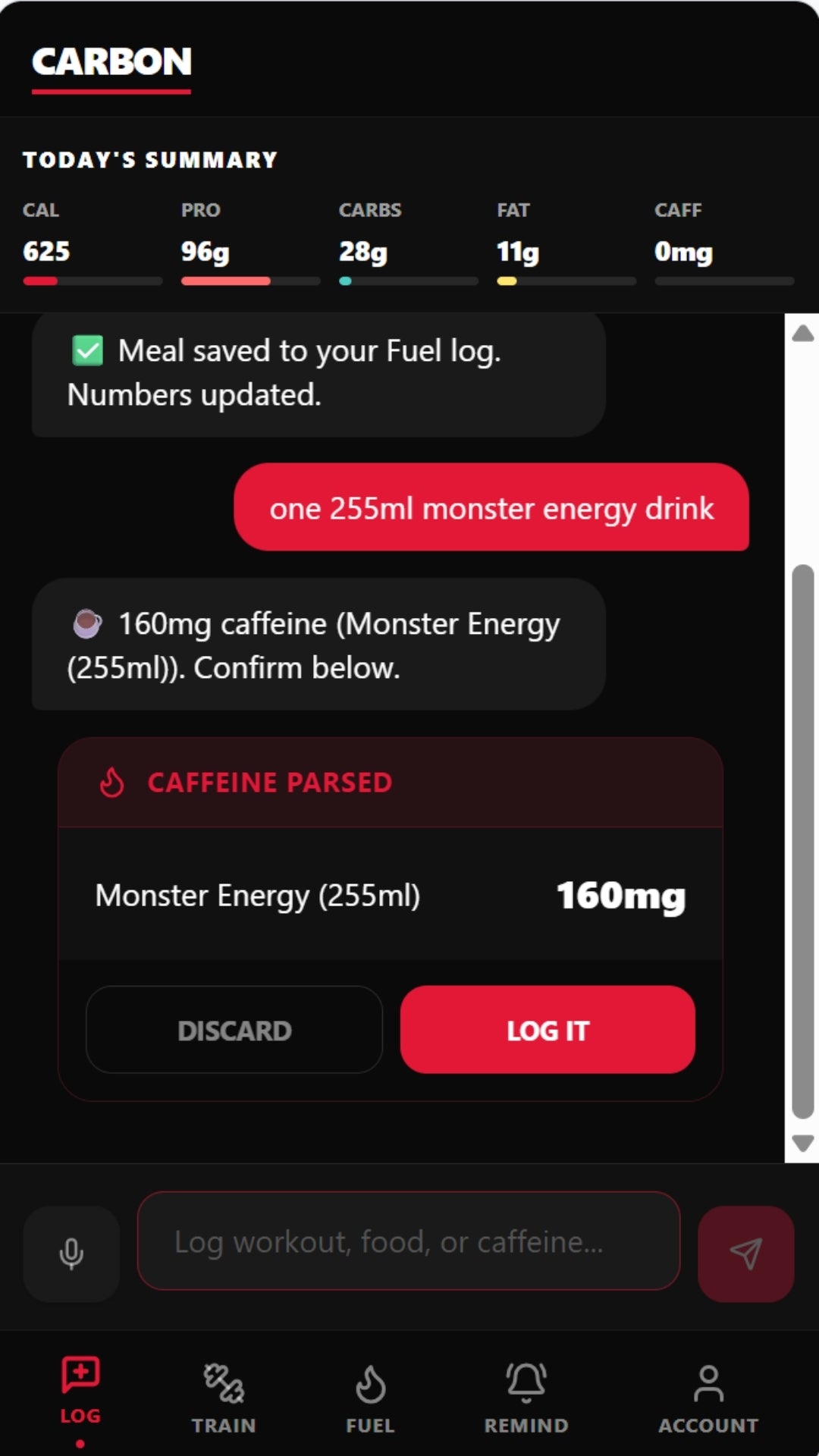 Caffeine + Fitness Tracker App